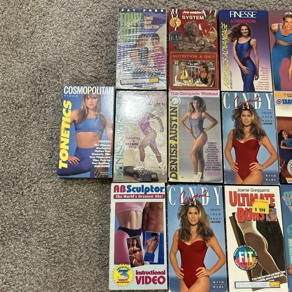 Fitness VHS Lot Of 22 Workout Videos Sealed/Used Joe Weider/‎ Tony Little Etc